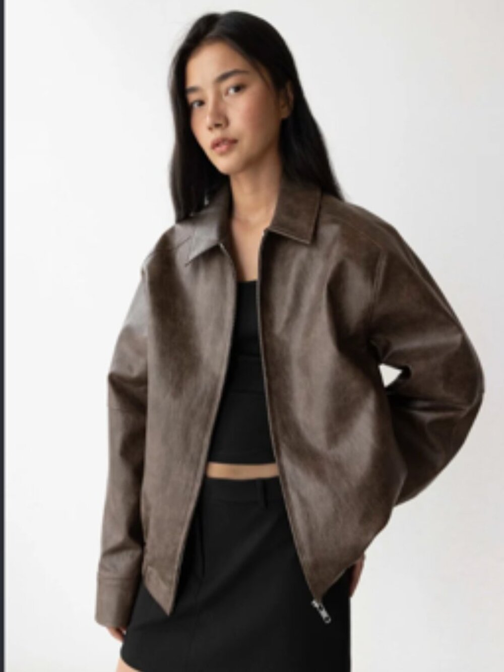 Vegan Leather Bomber Jacket